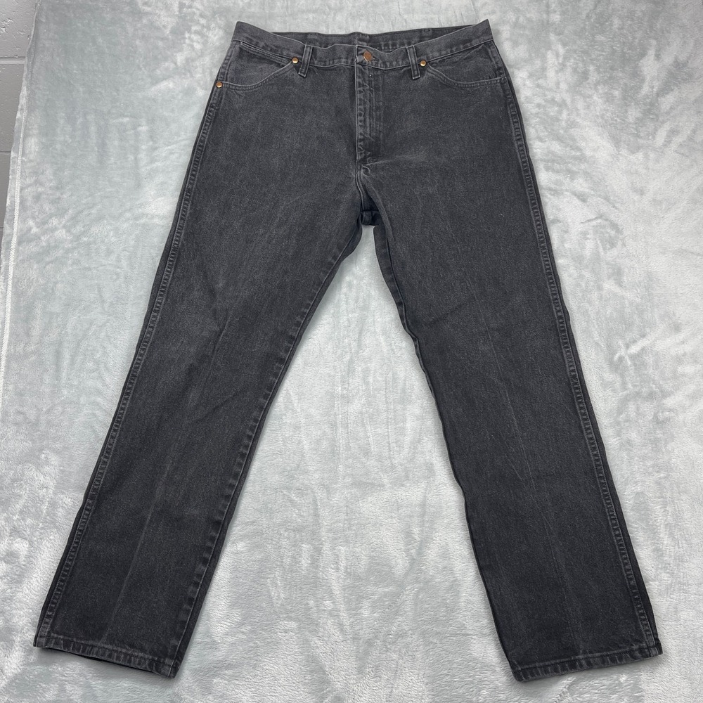 Wrangler Jeans Mens 38x32‎ (36x31) Black Denim 5-Pocket Streetwear Straight Leg